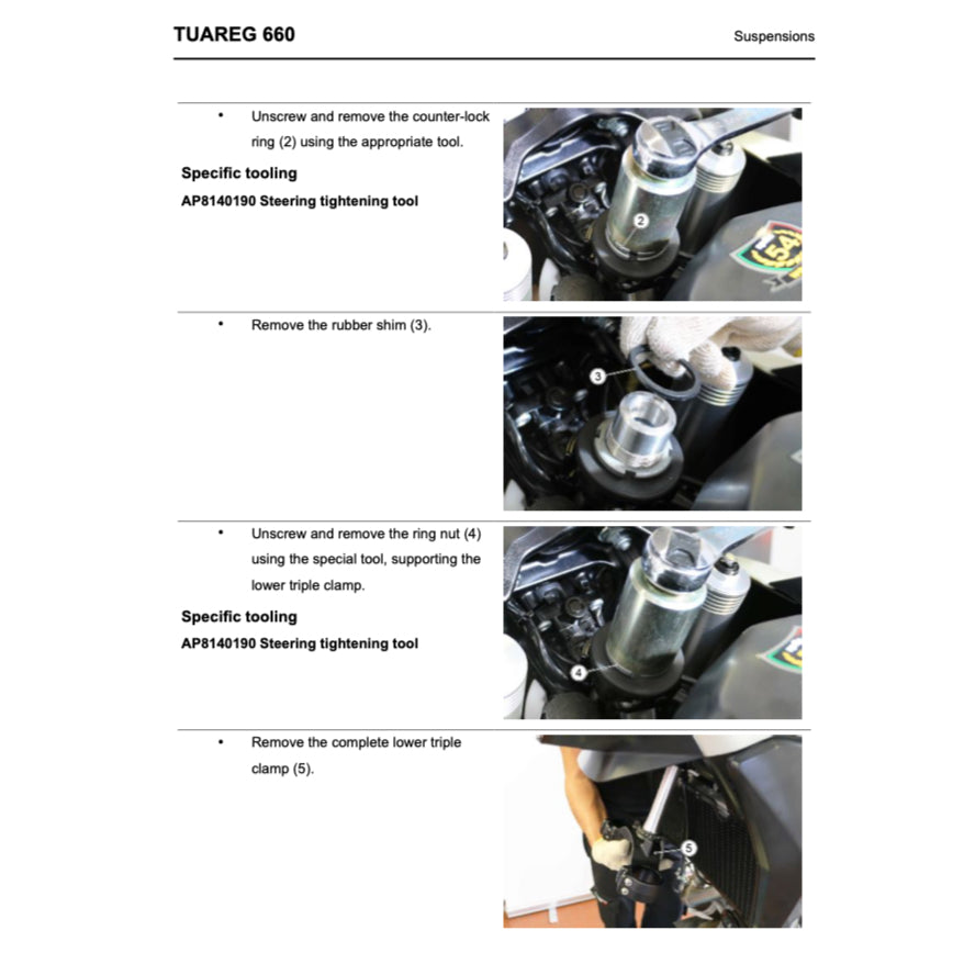APRILIA TUAREG 660 (2021+) SERVICE WORKSHOP MANUAL + PARTS CATALOGUE + OWNER'S MANUAL - Image 5