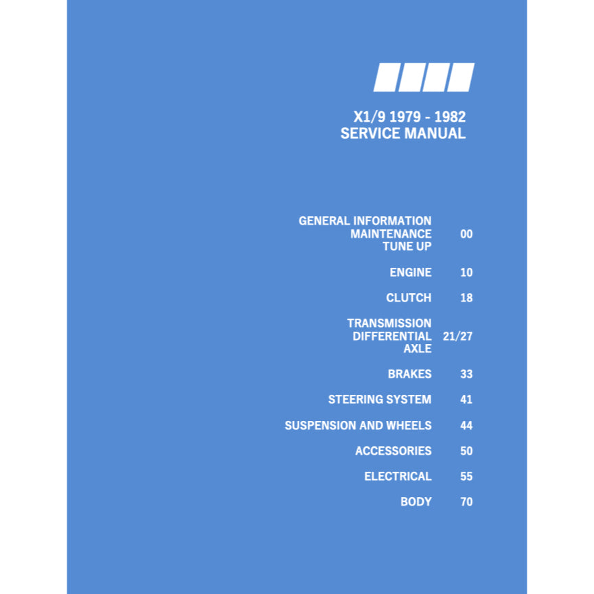 FIAT X-1/9 (1974-1989) SERVICE WORKSHOP MANUAL + PARTS CATALOGUE - Image 5