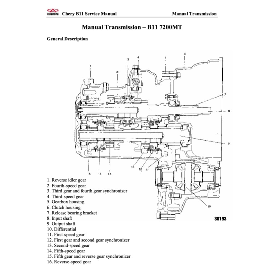 CHERY EASTAR B11 (2004-2011) SERVICE WORKSHOP MANUAL - Image 3