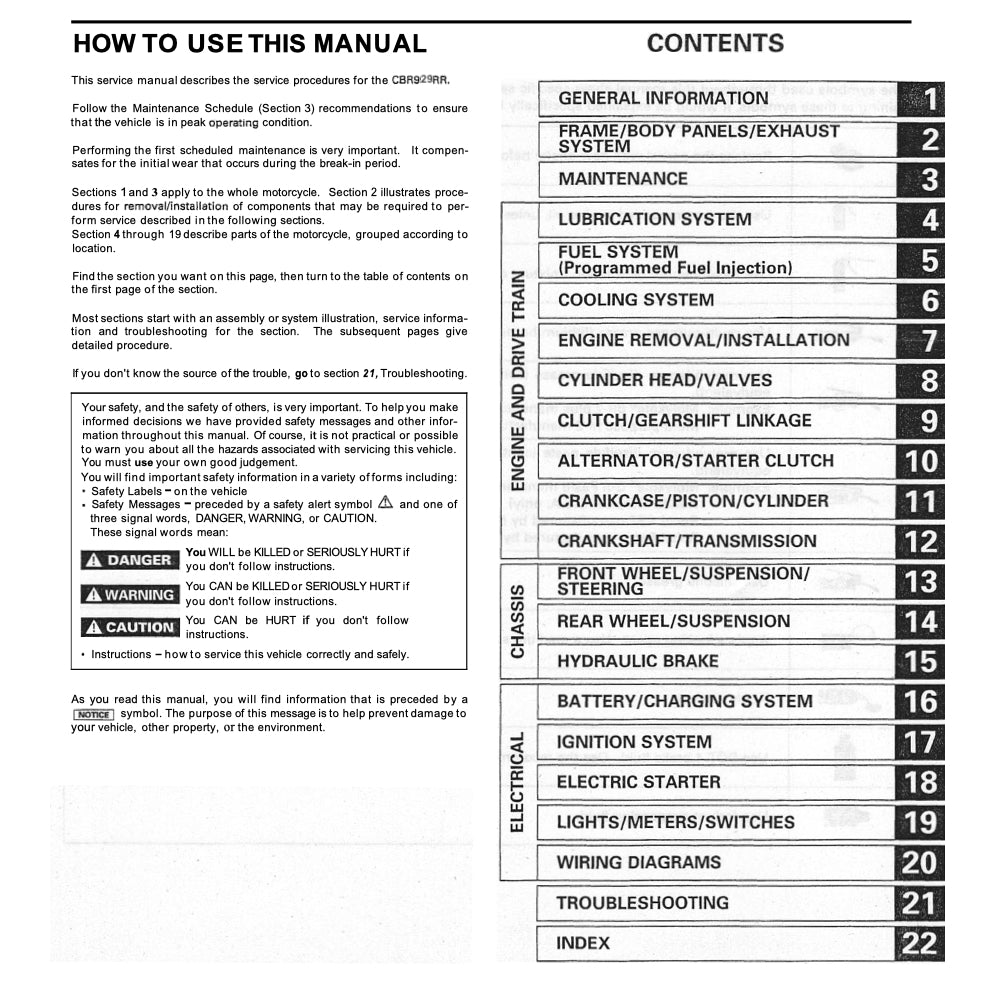 HONDA CBR929RR (2000-2002) SERVICE WORKSHOP MANUAL + PARTS CATALOGUE + OWNER'S MANUAL - Image 3