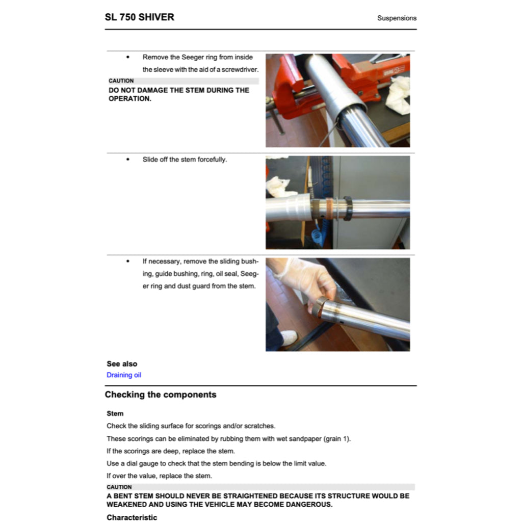 APRILIA SHIVER SL750 (2007-2016) SERVICE WORKSHOP MANUAL + PARTS CATALOGUE + OWNER'S MANUAL - Image 8