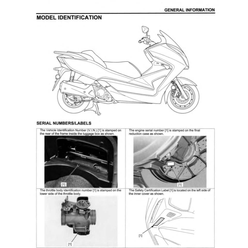 HONDA FORZA 300 NSS300-A (2013-2017) SERVICE WORKSHOP MANUAL + PARTS CATALOGUE + OWNER'S MANUAL - Image 4