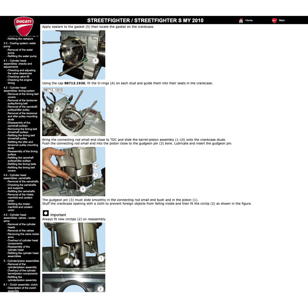 DUCATI STREETFIGHTER/S 1098 / 848 (2009-2015) SERVICE WORKSHOP MANUAL + PARTS CATALOGUE + OWNER'S MANUAL - Image 8