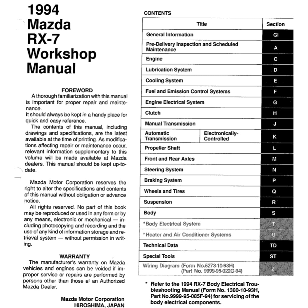 MAZDA RX-7 FD (1993-1997) SERVICE WORKSHOP MANUAL + WIRING DIAGRAM + ELECTRICAL TROUBLESHOOTING MANUAL - Image 3