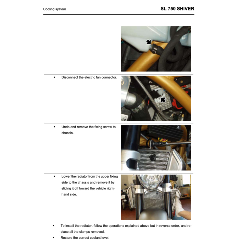 APRILIA SHIVER SL750 (2007-2016) SERVICE WORKSHOP MANUAL + PARTS CATALOGUE + OWNER'S MANUAL - Image 9