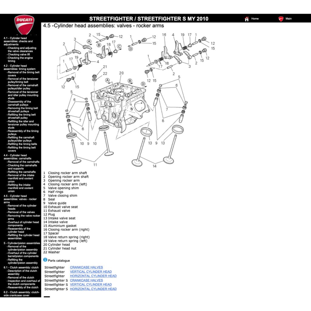 DUCATI STREETFIGHTER/S 1098 / 848 (2009-2015) SERVICE WORKSHOP MANUAL + PARTS CATALOGUE + OWNER'S MANUAL - Image 7