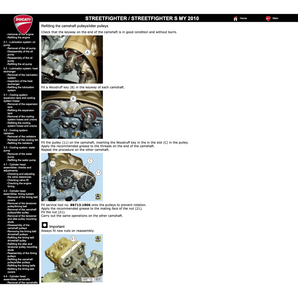 DUCATI STREETFIGHTER/S 1098 / 848 (2009-2015) SERVICE WORKSHOP MANUAL + PARTS CATALOGUE + OWNER'S MANUAL - Image 6