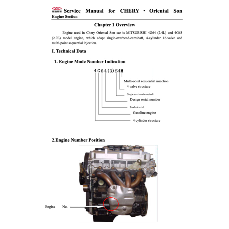 CHERY EASTAR B11 (2004-2011) SERVICE WORKSHOP MANUAL - Image 9