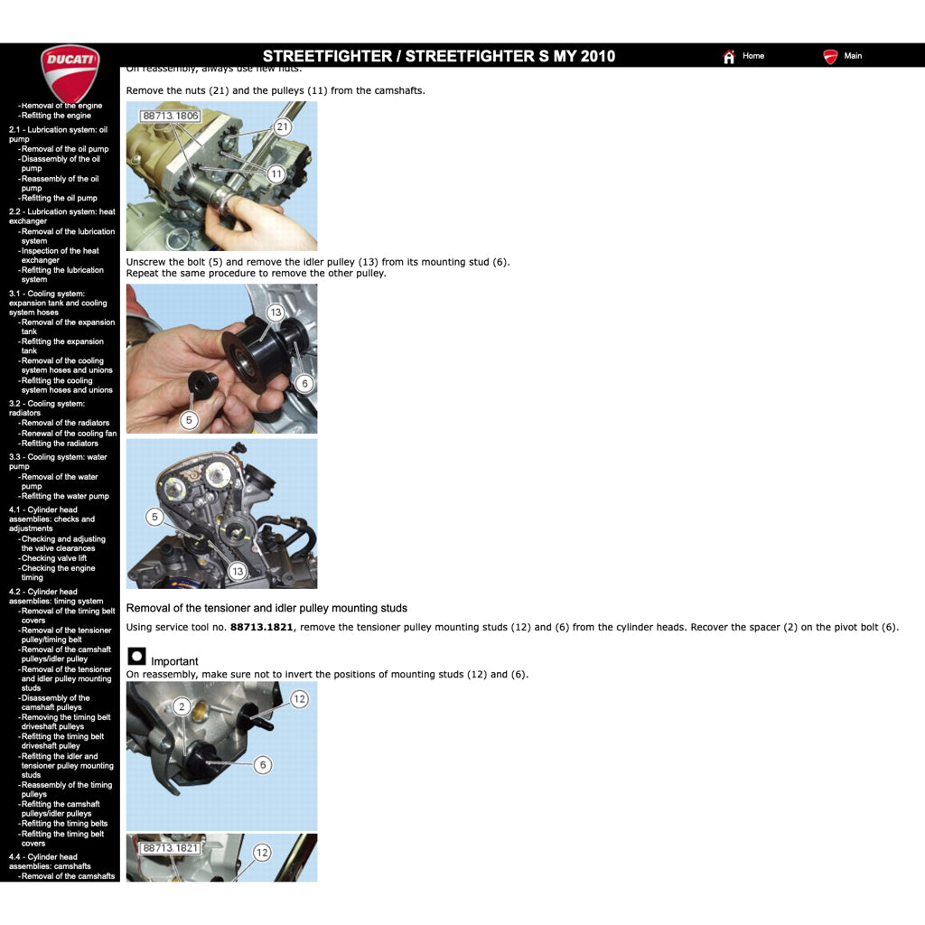 DUCATI STREETFIGHTER/S 1098 / 848 (2009-2015) SERVICE WORKSHOP MANUAL + PARTS CATALOGUE + OWNER'S MANUAL - Image 5