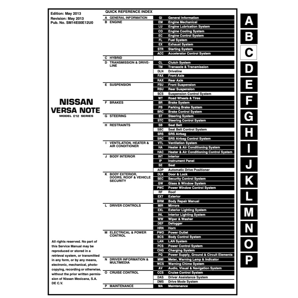 NISSAN NOTE E12 (2013-2018) SERVICE WORKSHOP MANUAL - Image 3