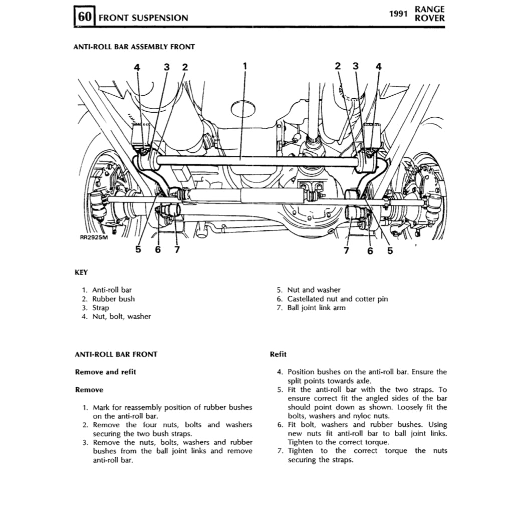 RANGE ROVER CLASSIC (1987-1994) SERVICE WORKSHOP MANUAL - Image 7