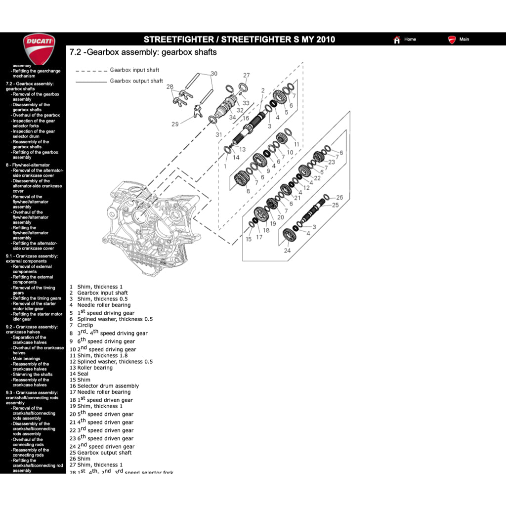 DUCATI STREETFIGHTER/S 1098 / 848 (2009-2015) SERVICE WORKSHOP MANUAL + PARTS CATALOGUE + OWNER'S MANUAL - Image 9