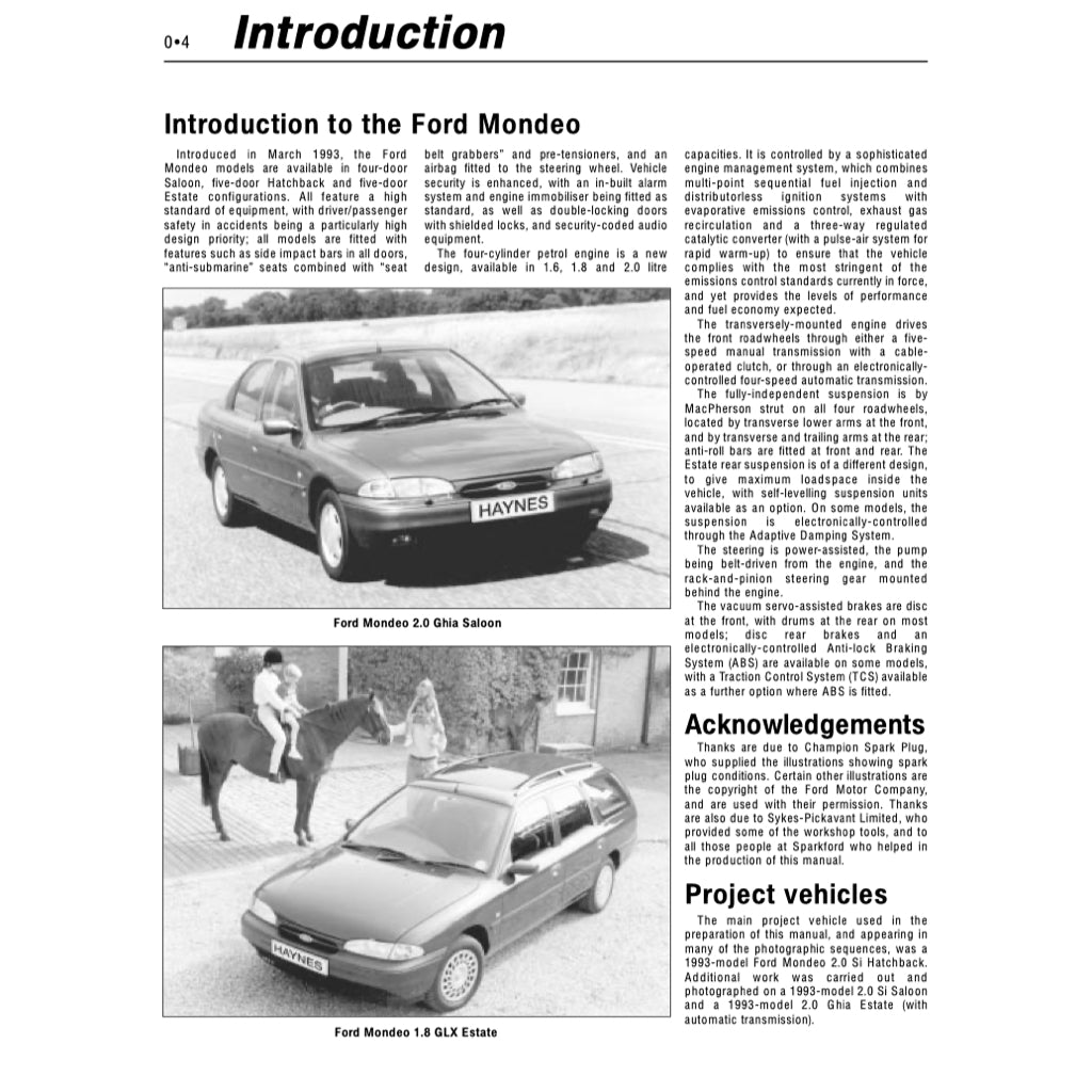 FORD MONDEO MK1 & MK2 (1993-2000) SERVICE WORKSHOP MANUAL - Image 5