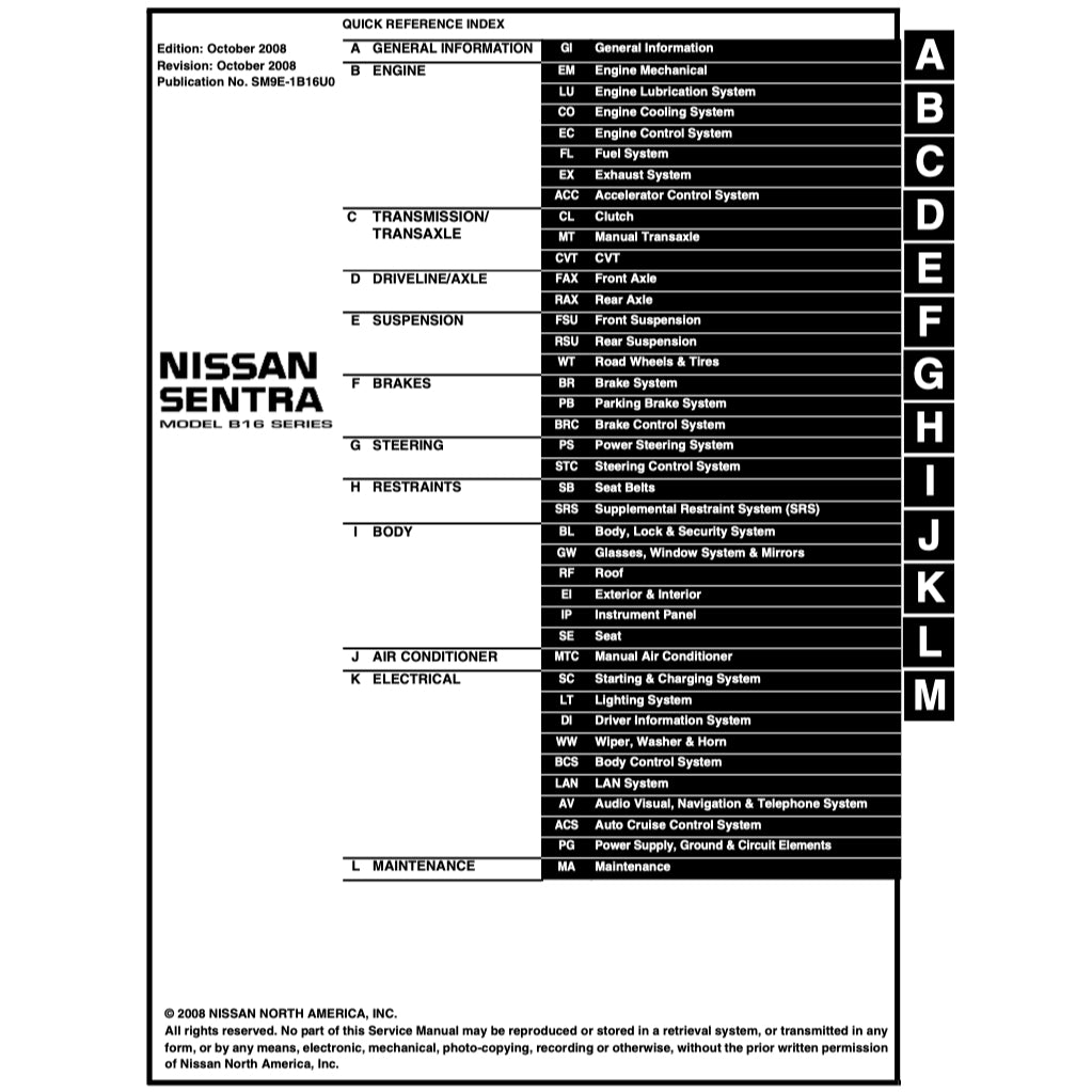 NISSAN SENTRA B16 (2006-2012) SERVICE WORKSHOP MANUAL - Image 3