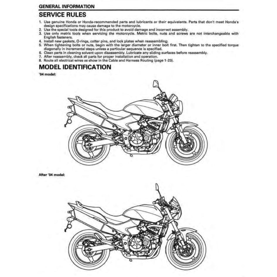 HONDA CB600F HORNET (2004-2006) SERVICE WORKSHOP MANUAL + OWNER MANUAL - Image 4