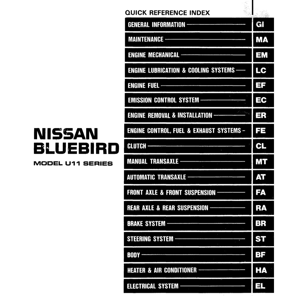 NISSAN BLUEBIRD U11 (1983-1988) SERVICE WORKSHOP MANUAL - Image 3