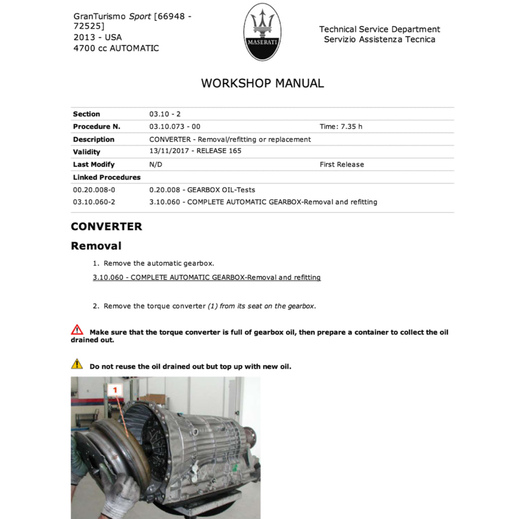 MASERATI GRANTURISMO SPORT M145 (2007-2019) SERVICE WORKSHOP MANUAL - Image 7