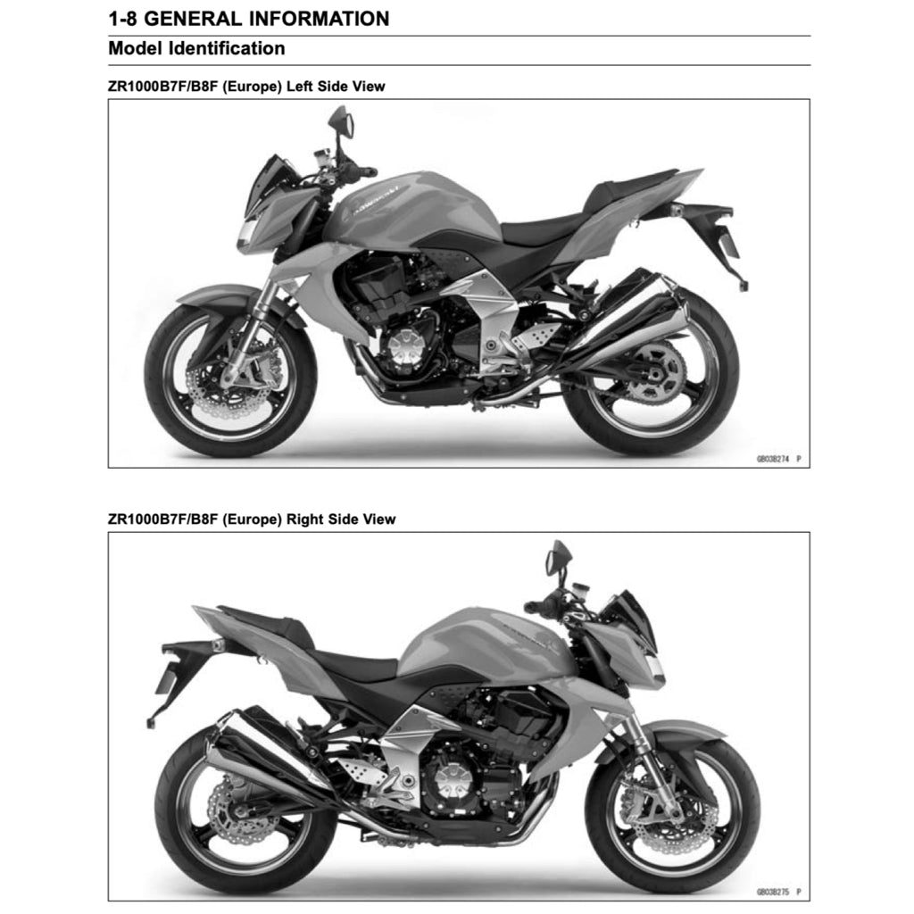KAWASAKI Z1000 (2007-2009) SERVICE WORKSHOP MANUAL + OWNER'S MANUAL - Image 4