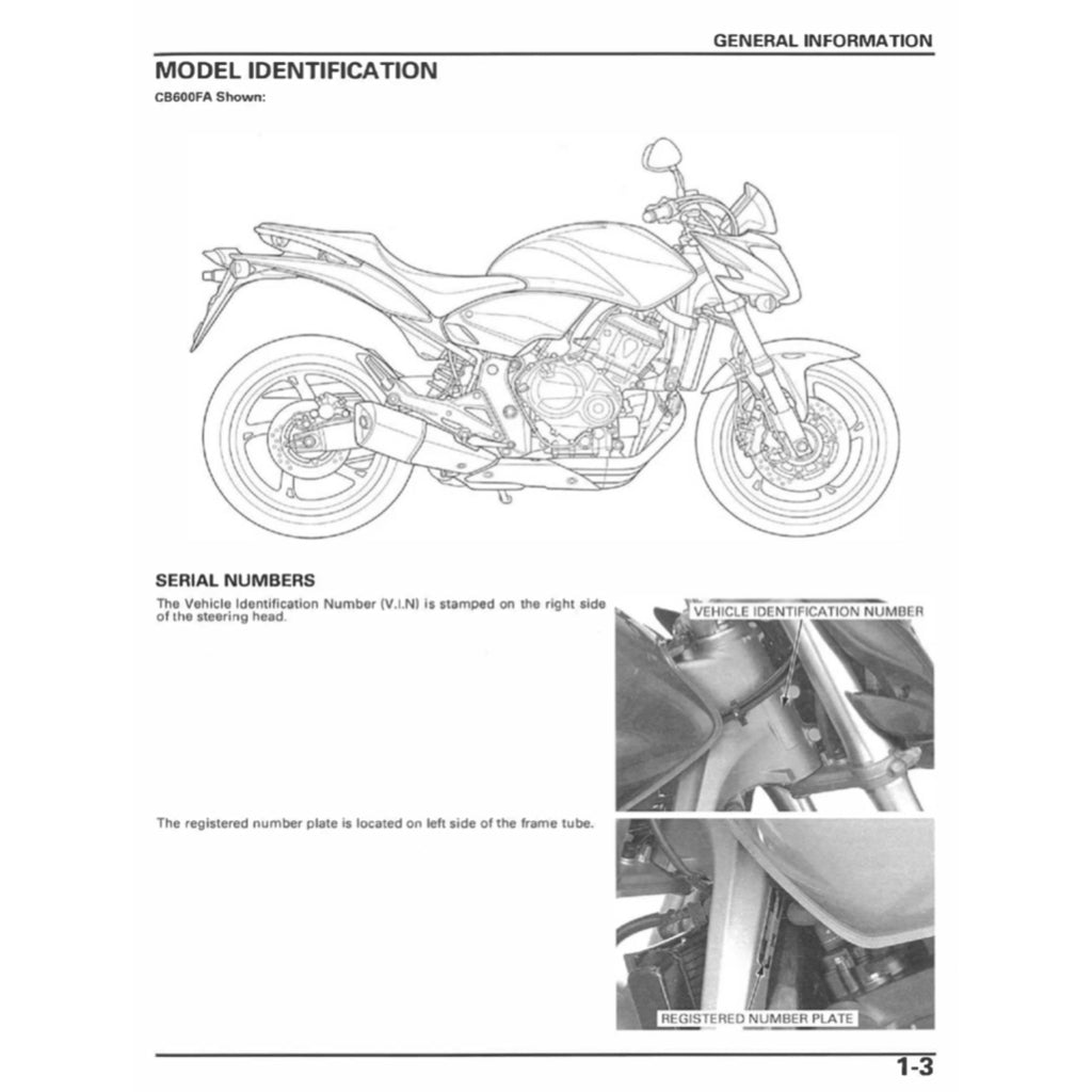 HONDA CB600F/FA HORNET (2007-2013) SERVICE WORKSHOP MANUAL + OWNER MANUAL - Image 4