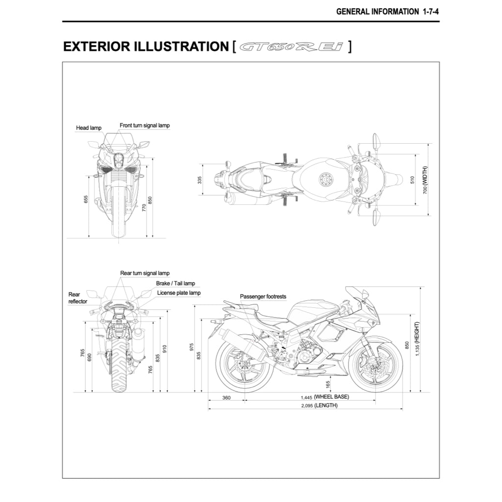 NAZA BLADE/ HYOSUNG 650R (2012-2018) SERVICE WORKSHOP MANUAL + PARTS CATALOGUE + OWNER'S MANUAL - Image 7
