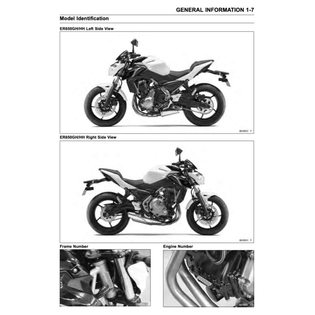 KAWASAKI Z650 (2017-2020) SERVICE WORKSHOP MANUAL + PARTS CATALOGUE + OWNER'S MANUAL - Image 4