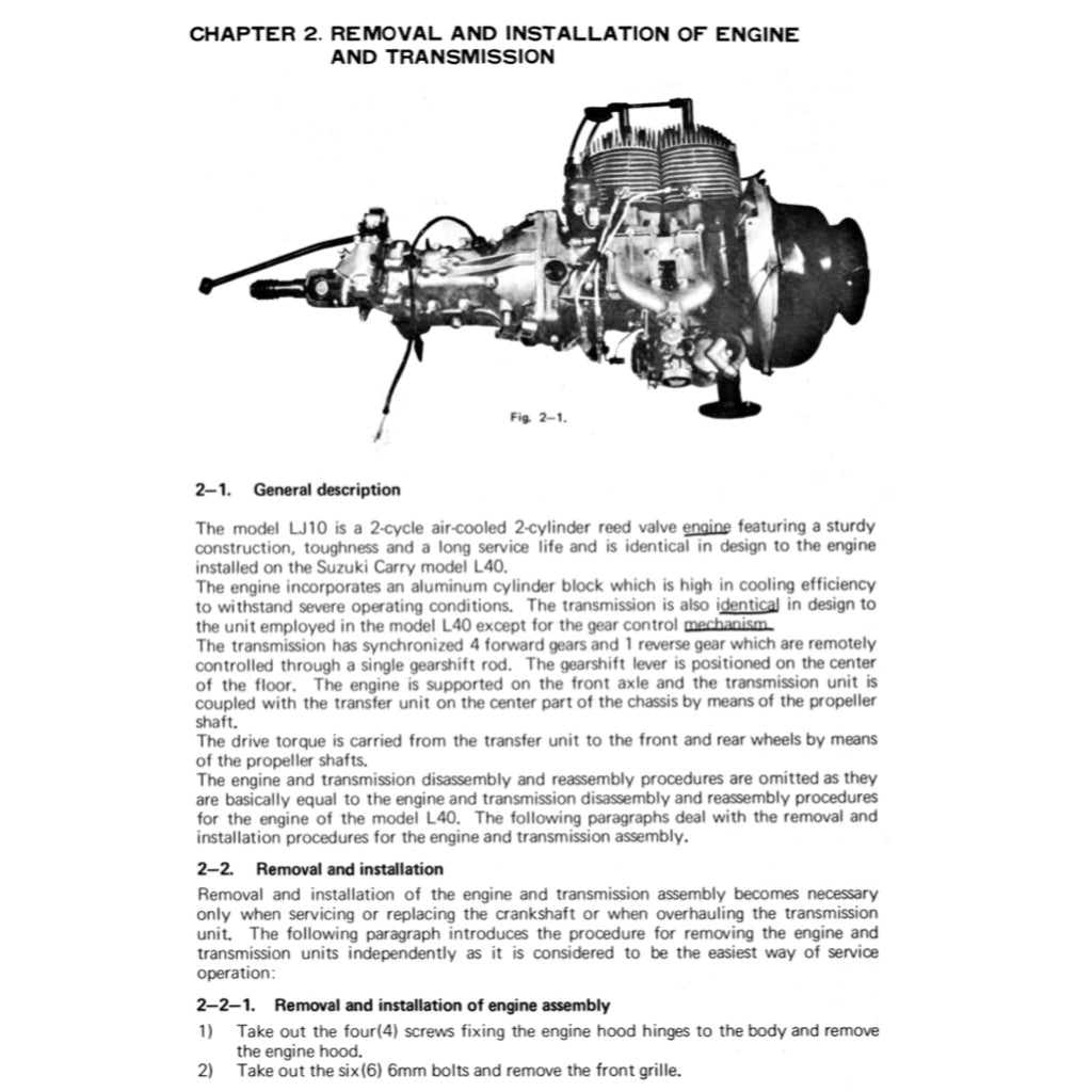 SUZUKI LJ10 JIMNY (1970-1981) SERVICE WORKSHOP MANUAL + PARTS CATALOGUE - Image 5