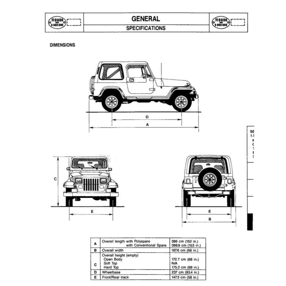 JEEP WRANGLER YJ (1987-1995) SERVICE WORKSHOP MANUAL - Image 3