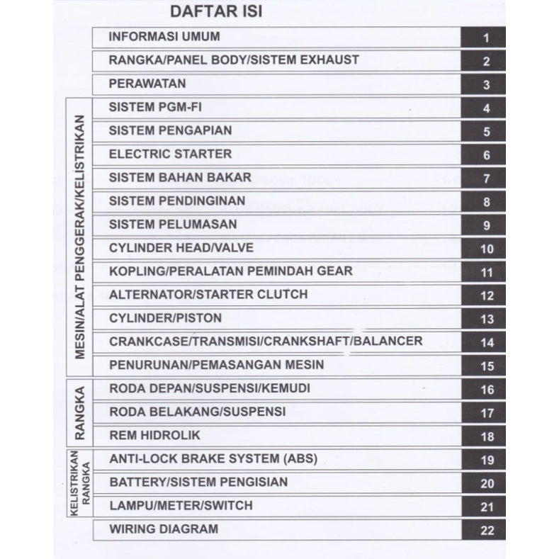 HONDA CBR 250RR CBR250RR MC51 (2017-2023) SERVICE WORKSHOP MANUAL + PARTS CATALOGUE + OWNER'S MANUAL - BAHASA INDONESIA - Image 3