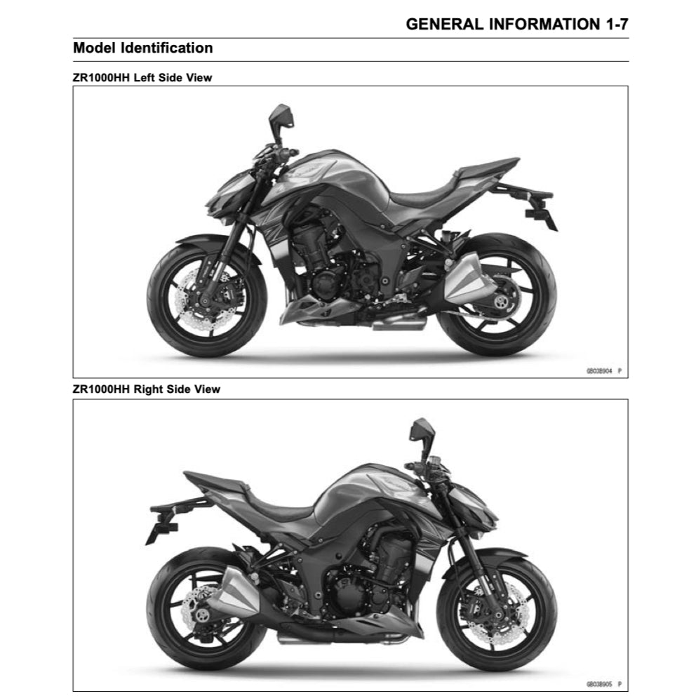KAWASAKI Z1000 (2017-2022) SERVICE WORKSHOP MANUAL + PARTS CATALOGUE + OWNER'S MANUAL - Image 3