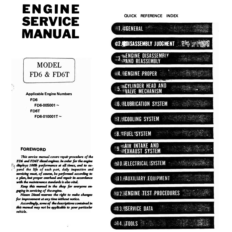 NISSAN UD DIESEL ENGINE FD6 / FD6T SERVICE REPAIR MANUAL - Image 4
