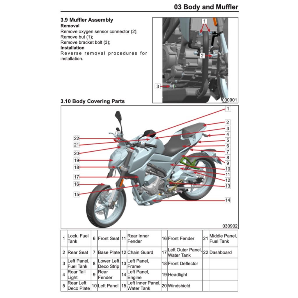 CFMOTO 300NK (2020-2024) SERVICE WORKSHOP MANUAL + PARTS CATALOGUE + OWNER'S MANUAL - Image 8