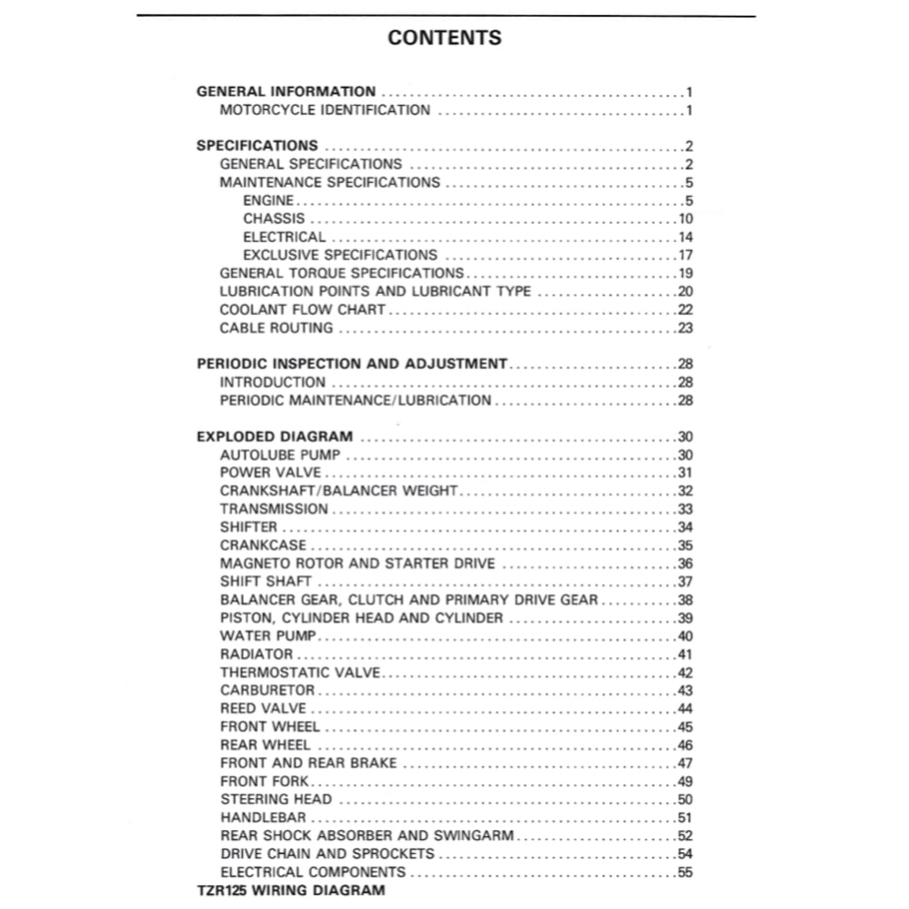 YAMAHA TZR125 (1987-1996) SERVICE WORKSHOP MANUAL + PARTS CATALOGUE + OWNER'S MANUAL - Image 3