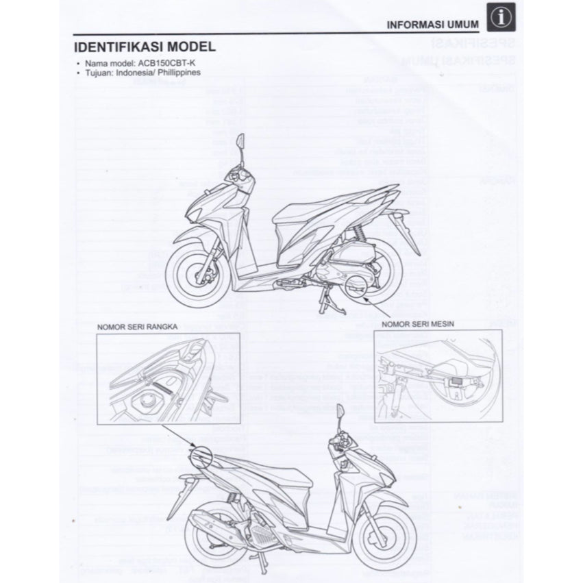 HONDA VARIO 150 VARIO150 CBT (2018+) SERVICE WORKSHOP MANUAL + PARTS CATALOGUE + OWNER'S MANUAL - BAHASA INDONESIA - Image 4