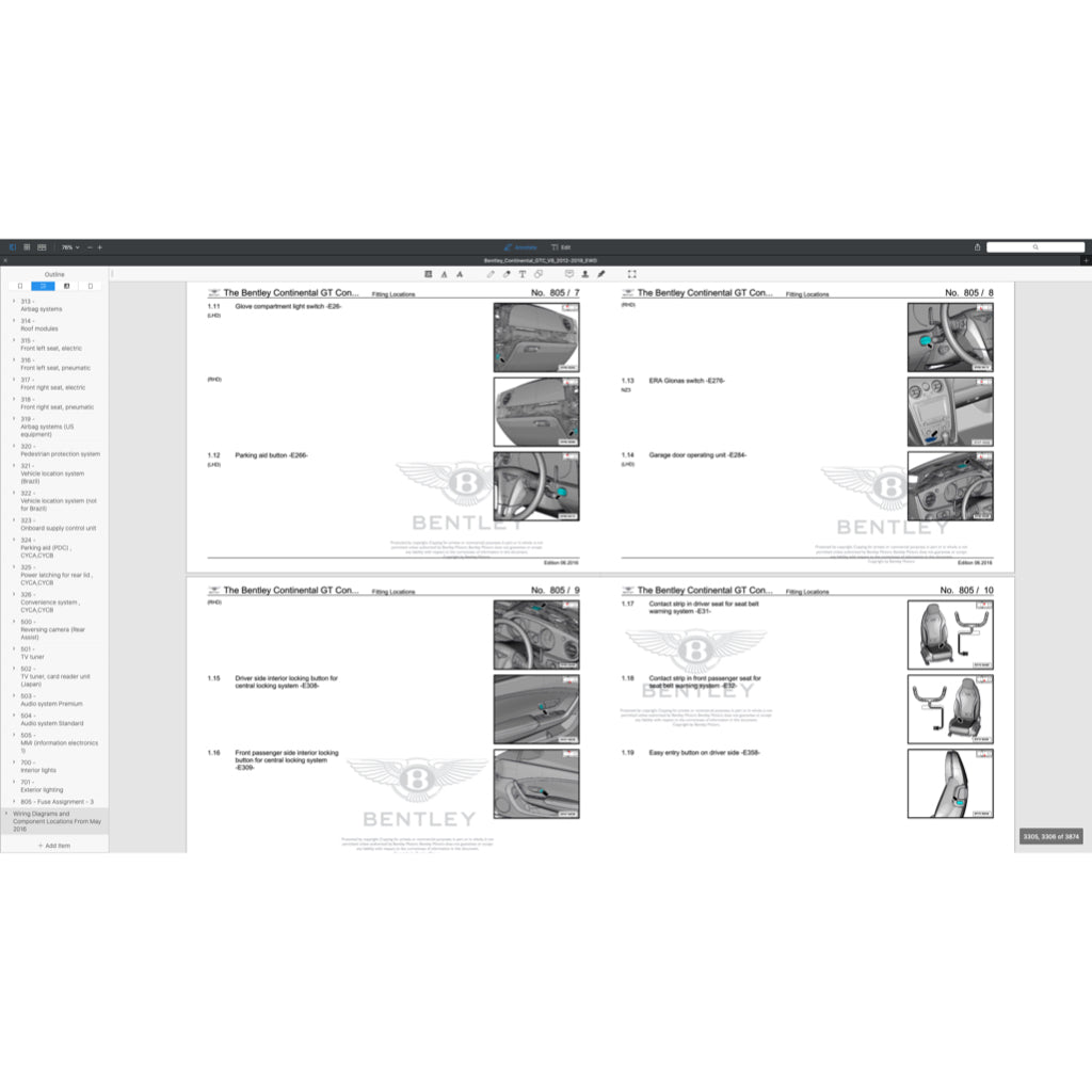 BENTLEY CONTINENTAL GTC V8 (2012-2018) ELECTRICAL WIRING DIAGRAMS - Image 6
