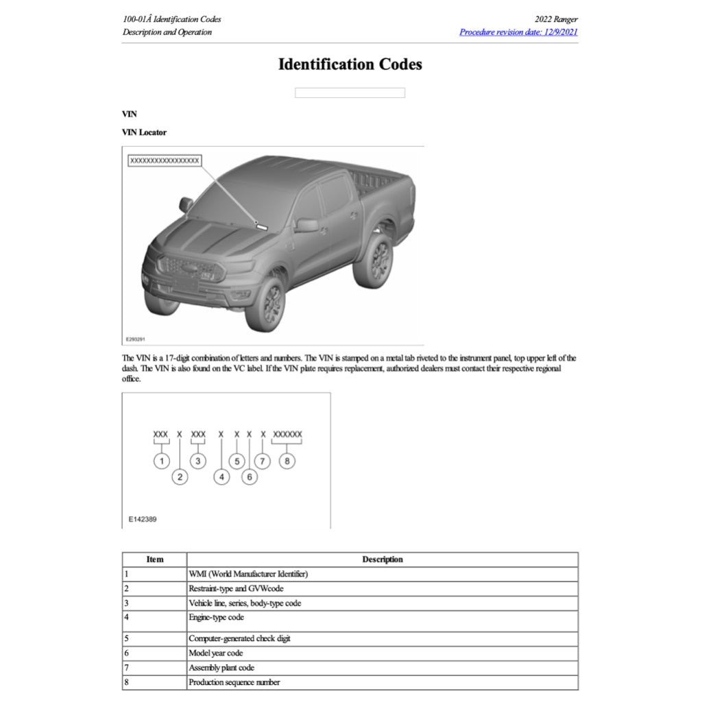 FORD RANGER T6.2 P703 (2022+) SERVICE WORKSHOP MANUAL - Image 10