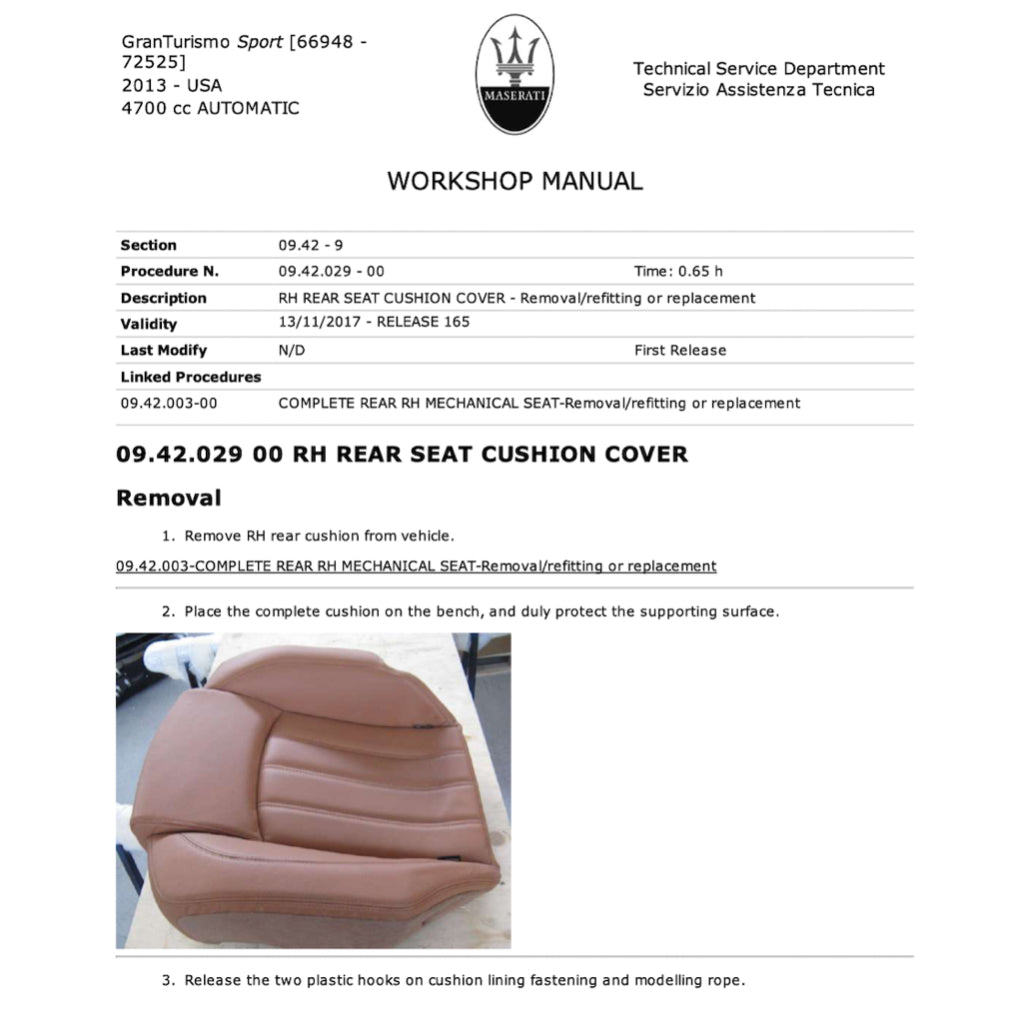 MASERATI GRANTURISMO SPORT M145 (2007-2019) SERVICE WORKSHOP MANUAL - Image 10