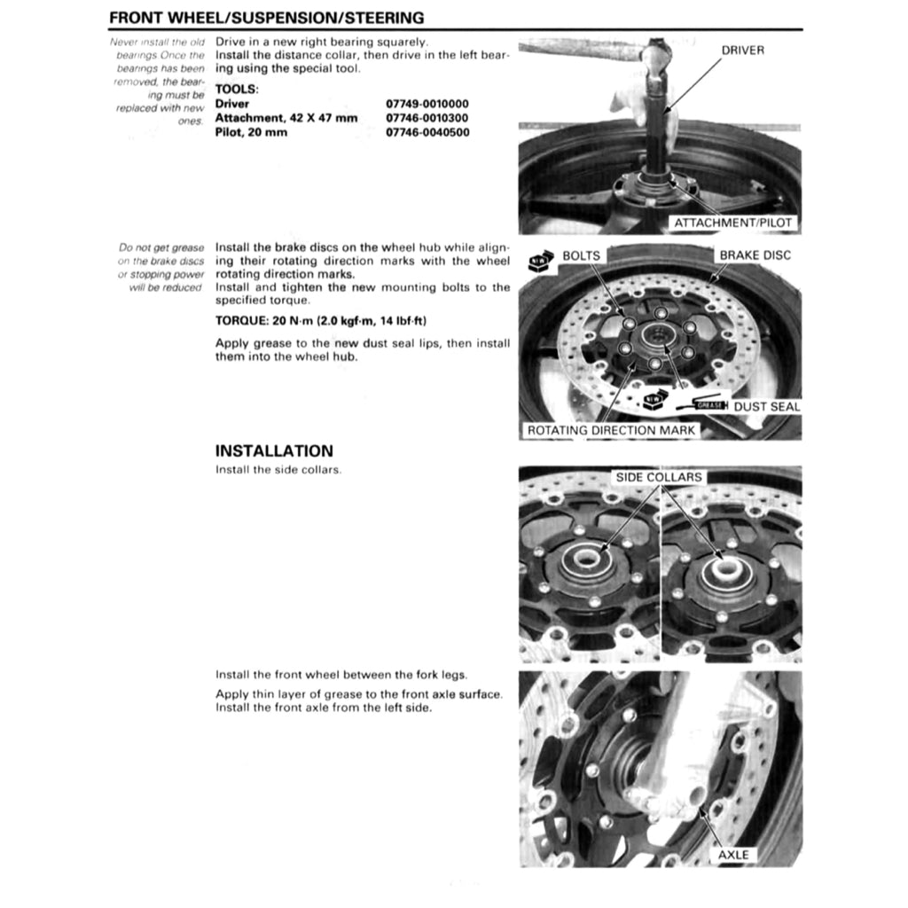 HONDA CB1300F SUPER FOUR SC54 (2003-2013) SERVICE WORKSHOP MANUAL + PARTS CATALOGUE + OWNER'S MANUAL - Image 5