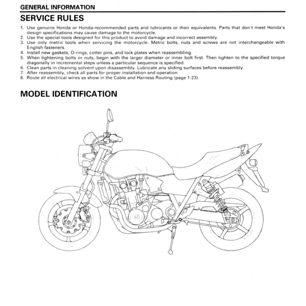 HONDA CB1300F SUPER FOUR SC54 (2003-2013) SERVICE WORKSHOP MANUAL + PARTS CATALOGUE + OWNER'S MANUAL - Image 6