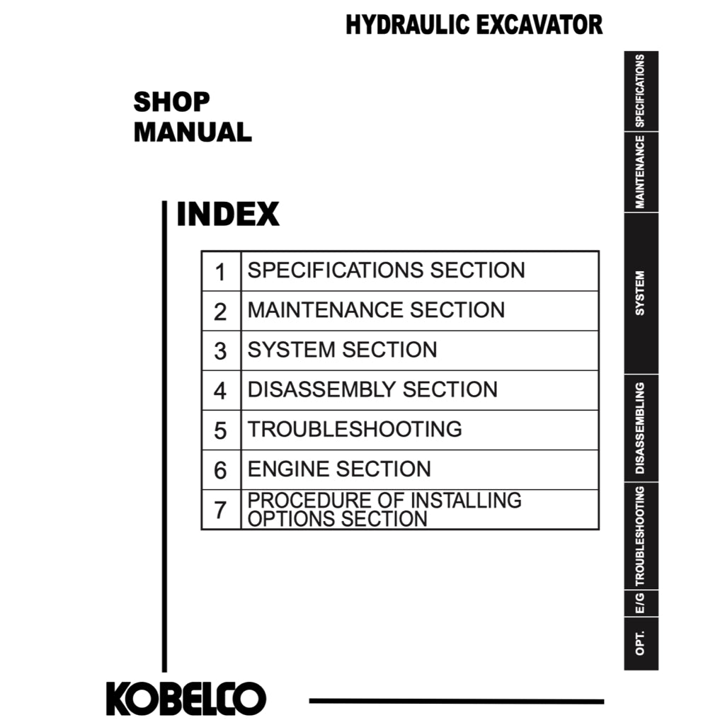 KOBELCO EXCAVATOR SERVICE WORKSHOP MANUAL - SK75 / SK 125 / SK135 / SK200 / SK210 / SK235 / SK 330 / SK 350 - Image 3