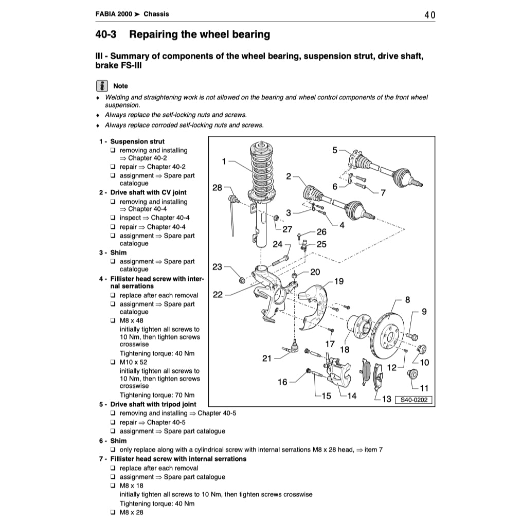SKODA FABIA 6Y (1999-2007) SERVICE WORKSHOP MANUAL - Image 5