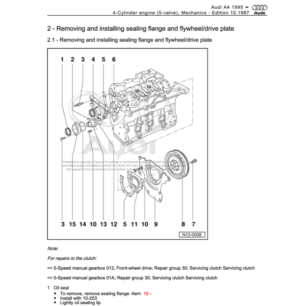 Audi A4 (B5) 1995-2001 SERVICE REPAIR WORKSHOP MANUAL - Image 8
