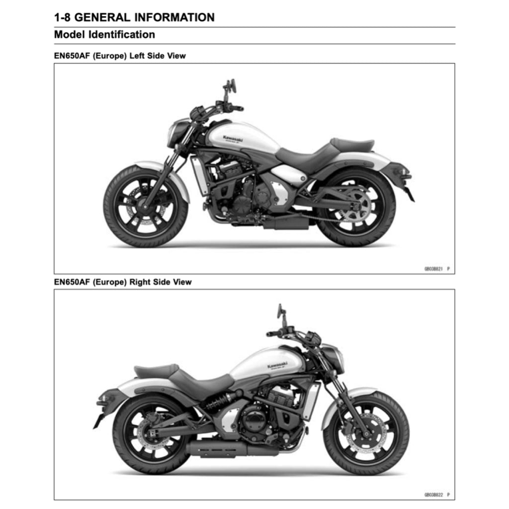 KAWASAKI VULCAN S650 (2015+) SERVICE WORKSHOP MANUAL + PARTS CATALOGUE + OWNER'S MANUAL - Image 4