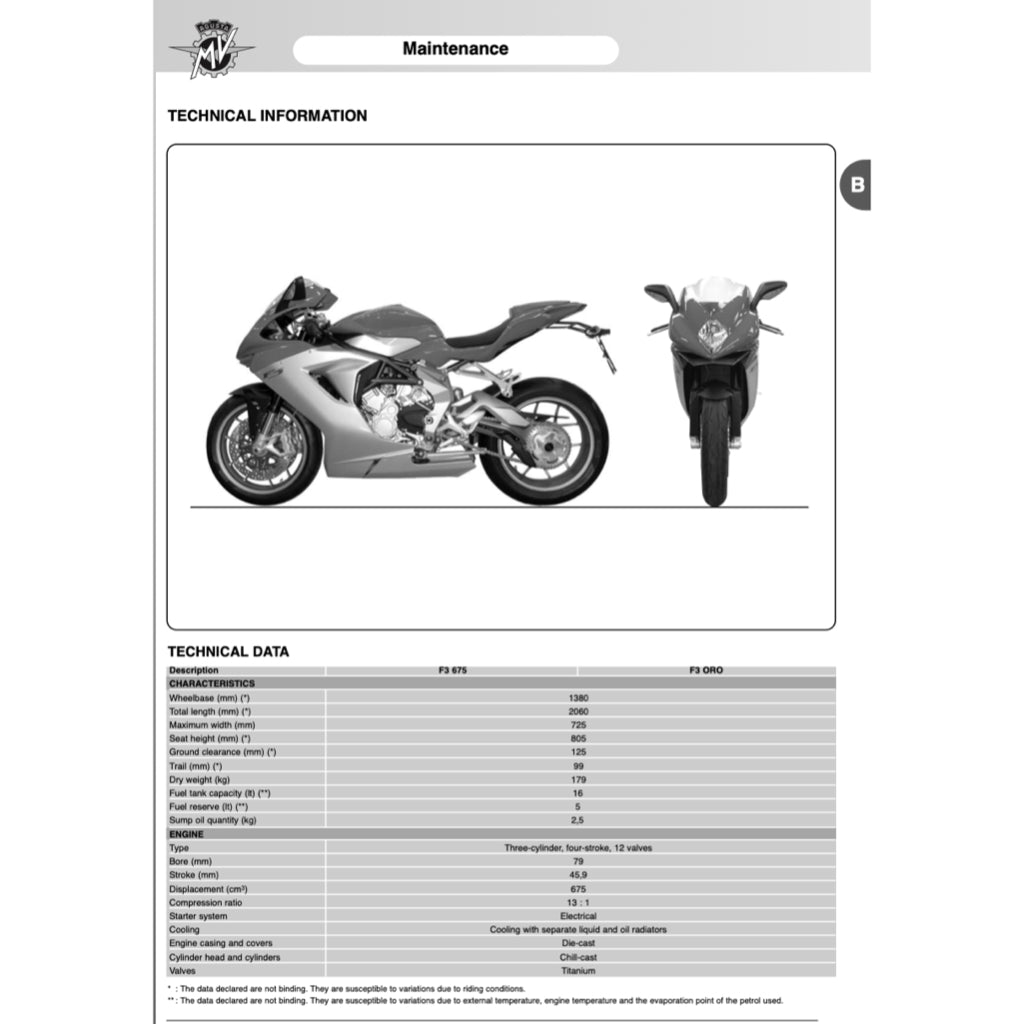 MV AGUSTA F3 675 (2012-2021) SERVICE WORKSHOP MANUAL + PARTS CATALOGUE +OWNER'S MANUAL - Image 10