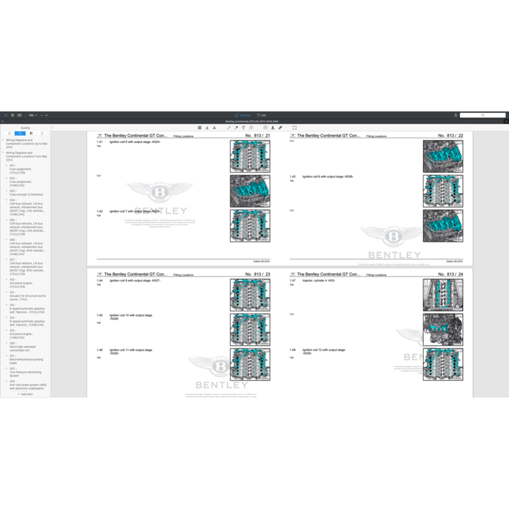 BENTLEY CONTINENTAL GTC V8 (2012-2018) ELECTRICAL WIRING DIAGRAMS - Image 8