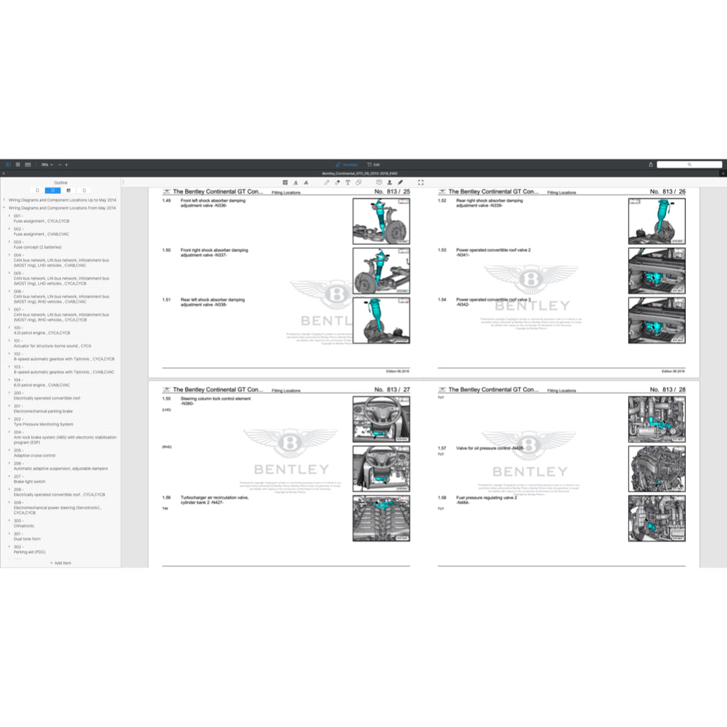 BENTLEY CONTINENTAL GTC V8 (2012-2018) ELECTRICAL WIRING DIAGRAMS - Image 9