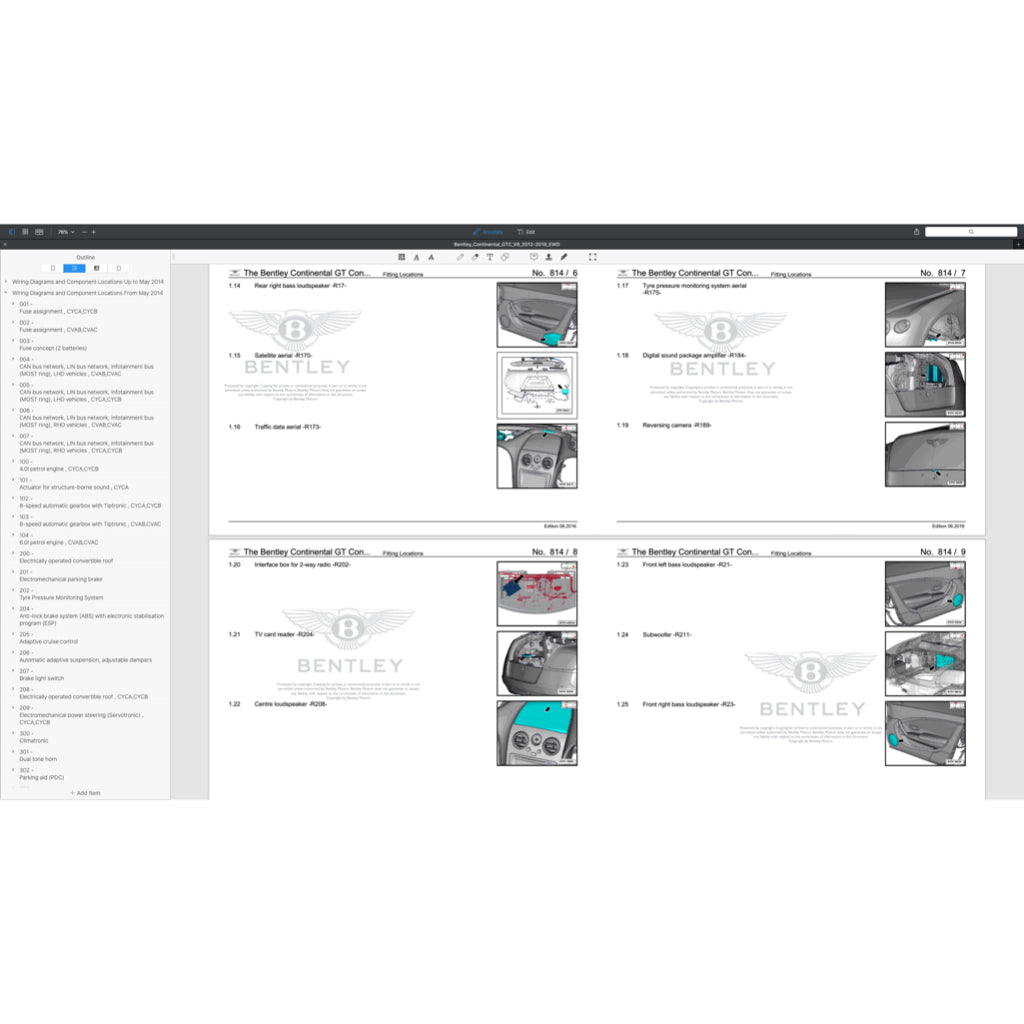 BENTLEY CONTINENTAL GTC V8 (2012-2018) ELECTRICAL WIRING DIAGRAMS - Image 10