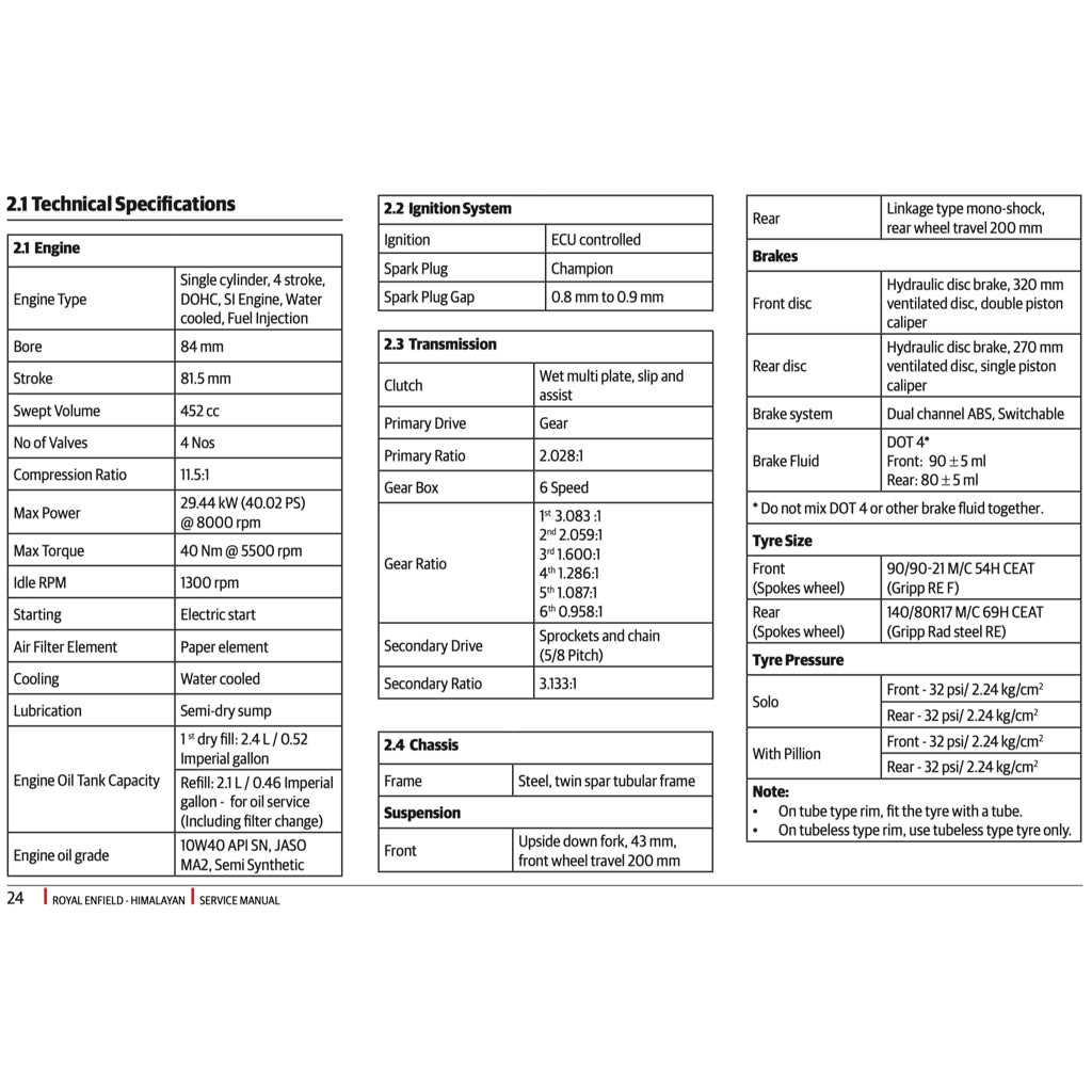 ROYAL ENFIELD NEW HIMALAYAN 450 (2024+) SERVICE WORKSHOP MANUAL + OWNER'S MANUAL - Image 4
