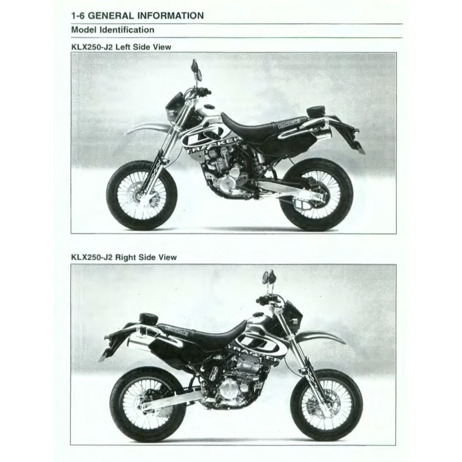 KAWASAKI KLX250 KLX 250 (1993-2007) SERVICE WORKSHOP MANUAL + PARTS CATALOGUE - Image 7