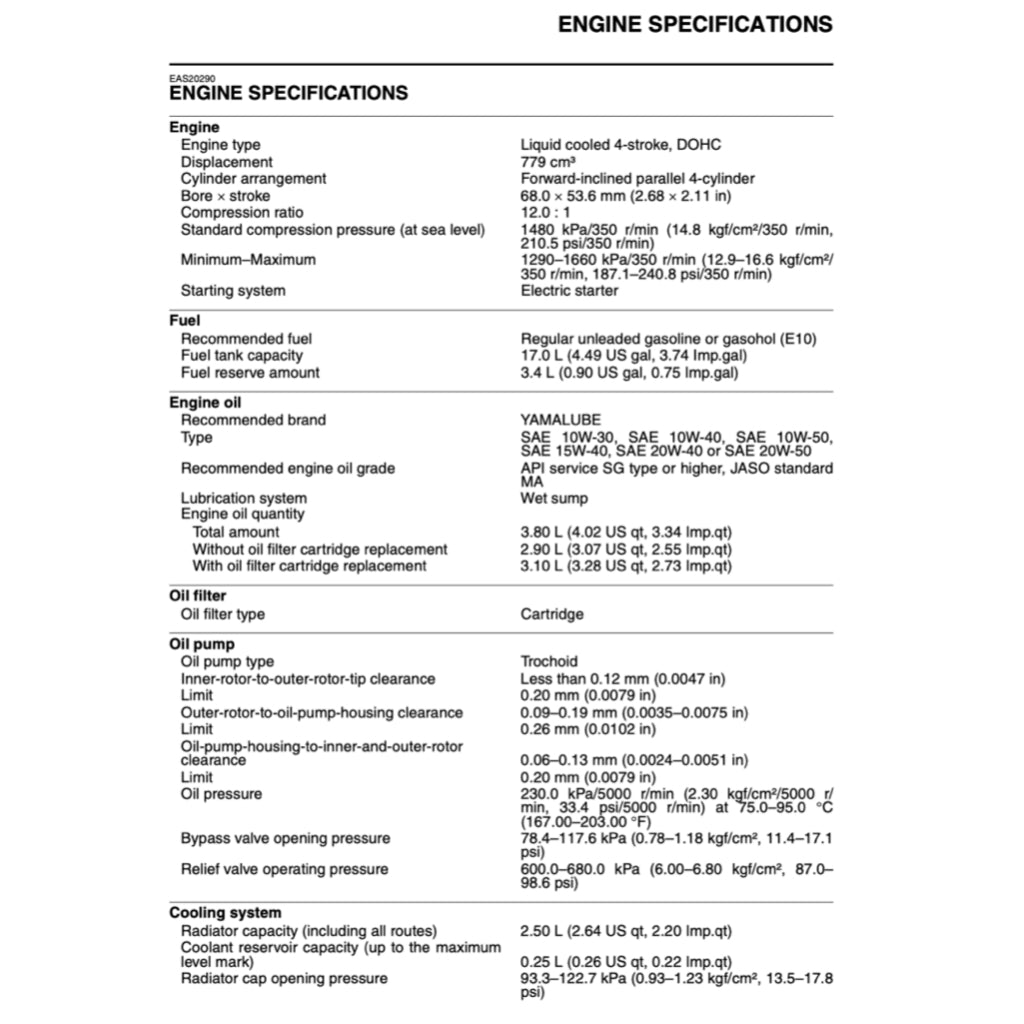 YAMAHA FZ8N FZ8 FAZER8 FAZER 8 (2010-2015) SERVICE WORKSHOP MANUAL + OWNER'S MANUAL - Image 8