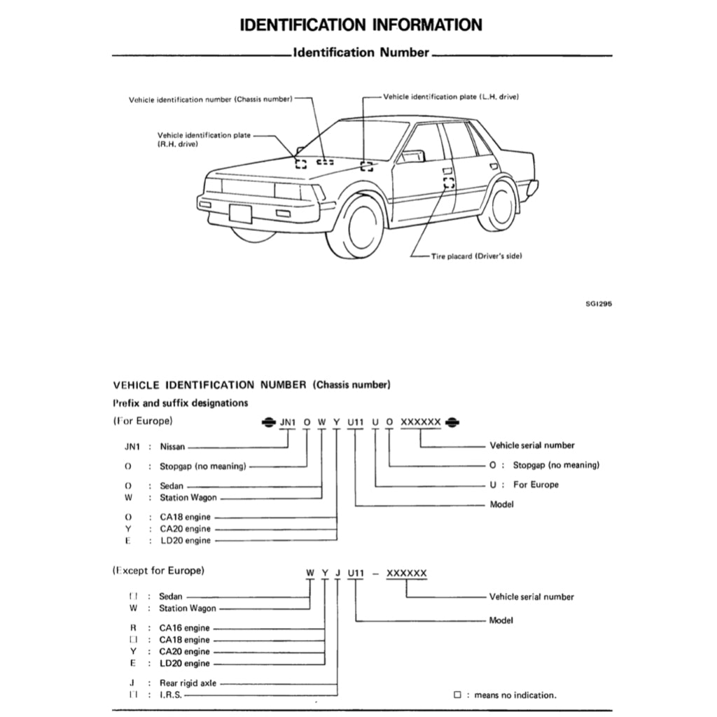 NISSAN BLUEBIRD U11 (1983-1988) SERVICE WORKSHOP MANUAL - Image 4